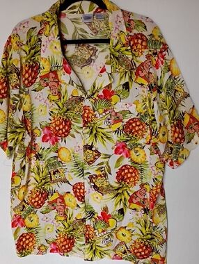 SpongeBob SquarePants Men's Tropical Pineapple Print Short Sleeve Shirt Size XXL